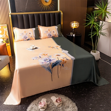 91家纺网 家纺一手货源 找家纺 总夏季大版冰丝床单凉感柔顺单件可水洗卡通凉席宿舍双人床