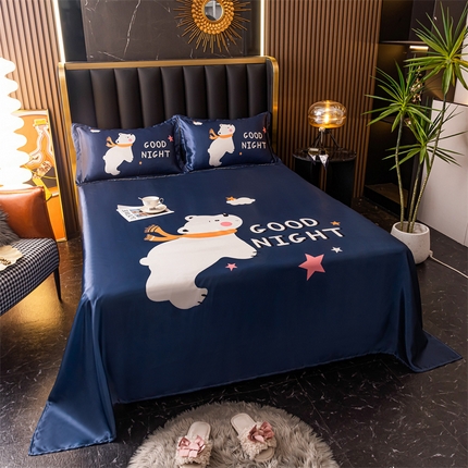 91家纺网 家纺一手货源 找家纺 总夏季大版冰丝床单凉感柔顺单件可水洗卡通凉席宿舍双人床