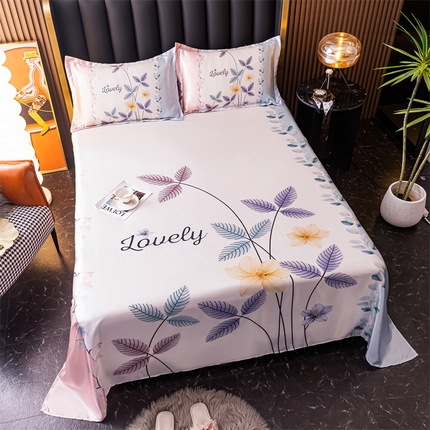 91家纺网 家纺一手货源 找家纺 总夏季大版冰丝床单凉感柔顺单件可水洗卡通凉席宿舍双人床