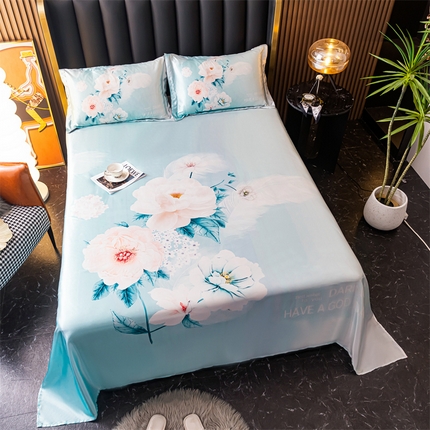 91家纺网 家纺一手货源 找家纺 总夏季大版冰丝床单凉感柔顺单件可水洗卡通凉席宿舍双人床