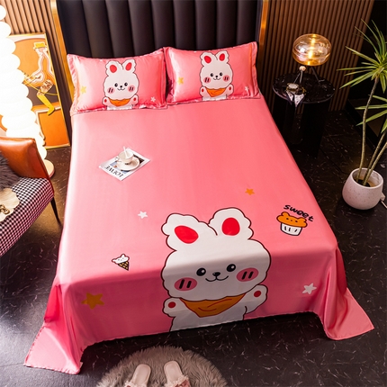 91家纺网 家纺一手货源 找家纺 总夏季大版冰丝床单凉感柔顺单件可水洗卡通凉席宿舍双人床