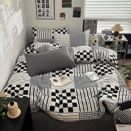 91家纺网 家纺一手货源 找家纺 （总）三朵 2023年新款春夏纯棉13070黑白系列