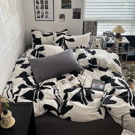 91家纺网 家纺一手货源 找家纺 （总）三朵 2023年新款春夏纯棉13070黑白系列