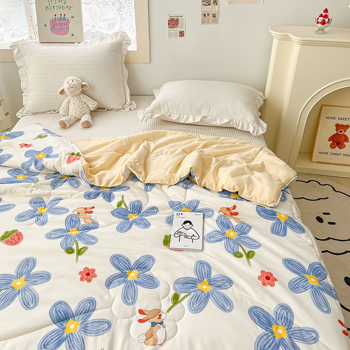 91家纺网 家纺一手货源 找家纺 寐居 2023新款A类亲肤水洗棉夏凉被 花兔