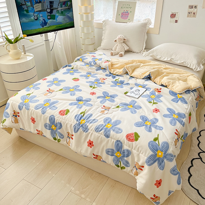 91家纺网 家纺一手货源 找家纺 寐居 2023新款A类亲肤水洗棉夏凉被 花兔