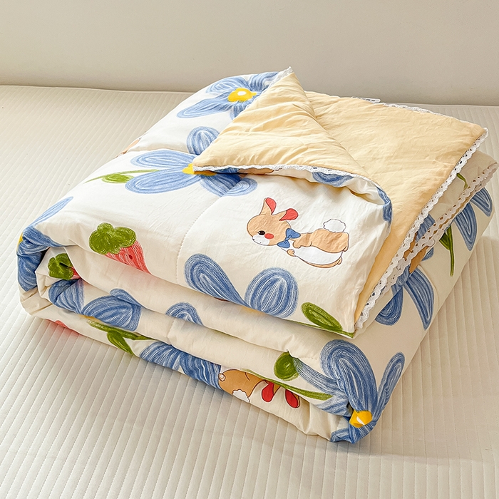 91家纺网 家纺一手货源 找家纺 寐居 2023新款A类亲肤水洗棉夏凉被 花兔