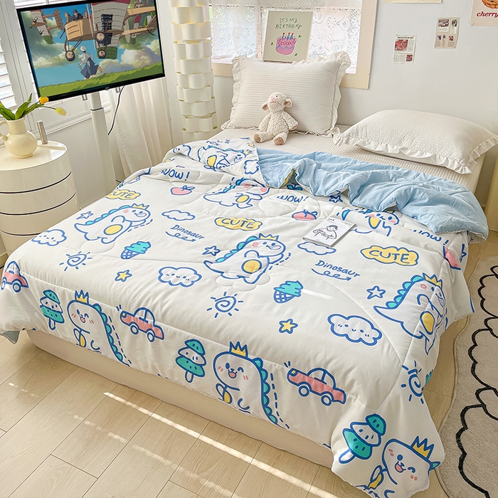 91家纺网 家纺一手货源 找家纺 寐居 2023新款A类亲肤水洗棉夏凉被 恐龙乐园