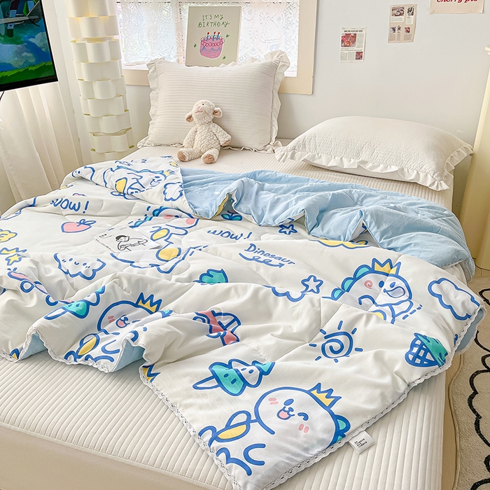 91家纺网 家纺一手货源 找家纺 寐居 2023新款A类亲肤水洗棉夏凉被 恐龙乐园