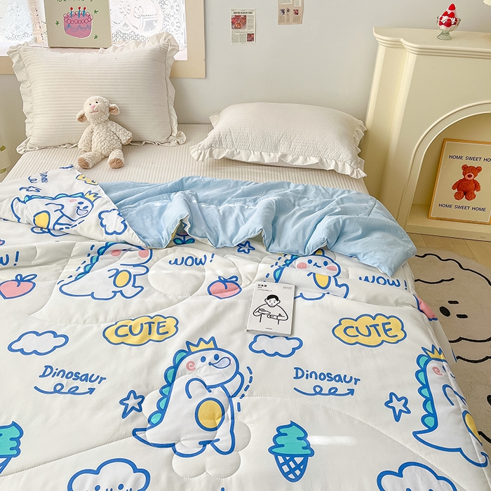 91家纺网 家纺一手货源 找家纺 寐居 2023新款A类亲肤水洗棉夏凉被 恐龙乐园