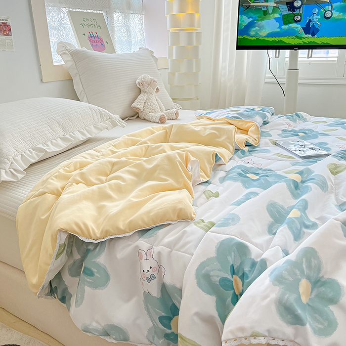 91家纺网 家纺一手货源 找家纺 寐居 2023新款A类亲肤水洗棉夏凉被 蓝色心情