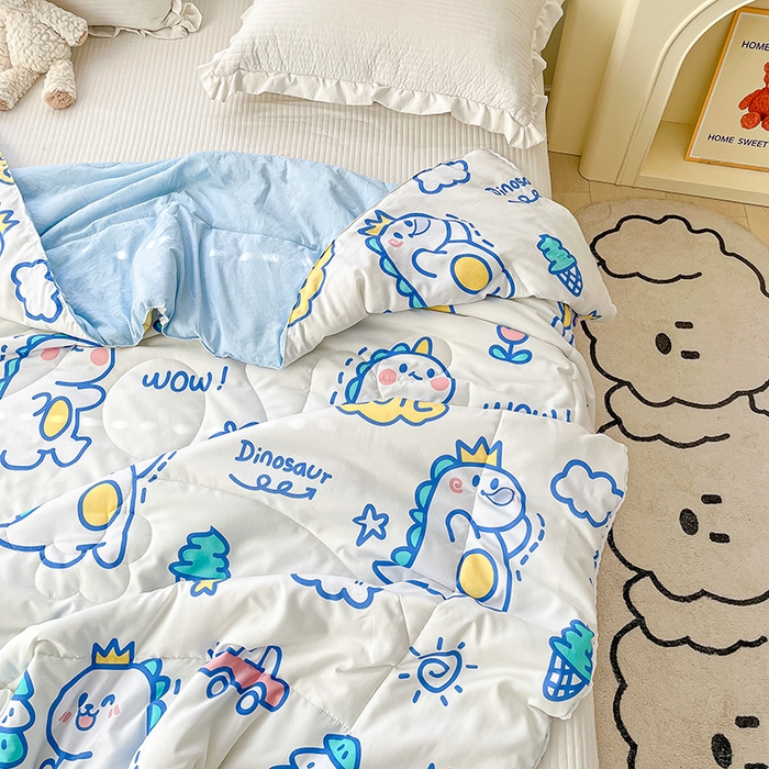 91家纺网 家纺一手货源 找家纺 寐居 2023新款A类亲肤水洗棉夏凉被 恐龙乐园