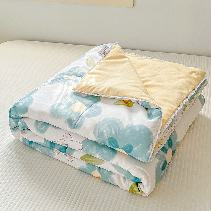 91家纺网 家纺一手货源 找家纺 寐居 2023新款A类亲肤水洗棉夏凉被 蓝色心情