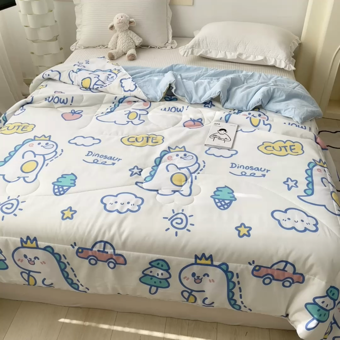 91家纺网 家纺一手货源 找家纺 寐居 2023新款A类亲肤水洗棉夏凉被 恐龙乐园