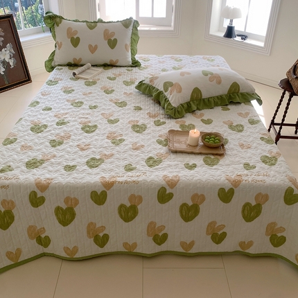 星期八2023款水洗棉麻床盖+枕套+夏被 爱心