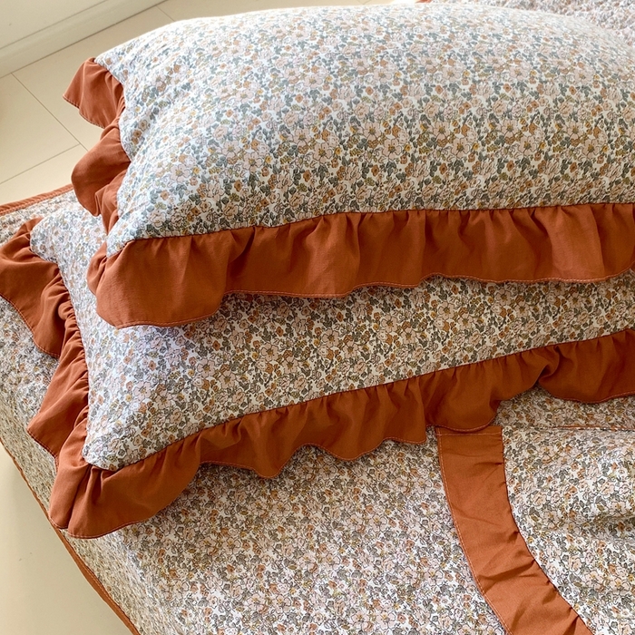 91家纺网 家纺一手货源 找家纺 星期八2023款水洗棉麻床盖+枕套+夏被 蕙兰