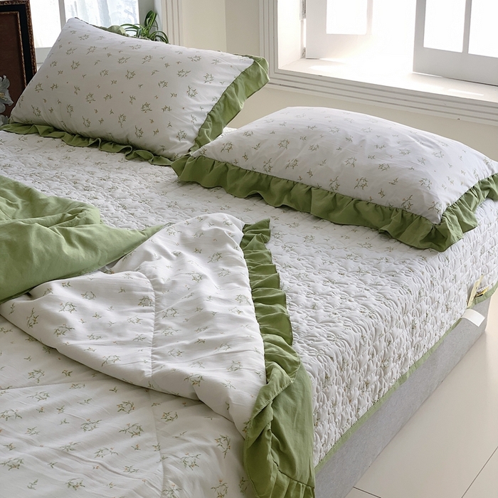 91家纺网 家纺一手货源 找家纺 星期八2023款水洗棉麻床盖+枕套+夏被 眷恋