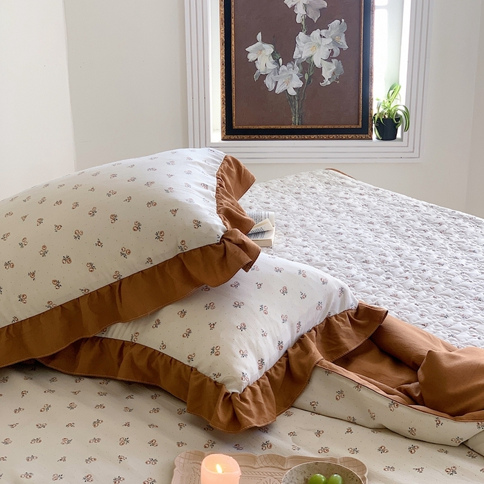 91家纺网 家纺一手货源 找家纺 星期八2023款水洗棉麻床盖+枕套+夏被 铃兰