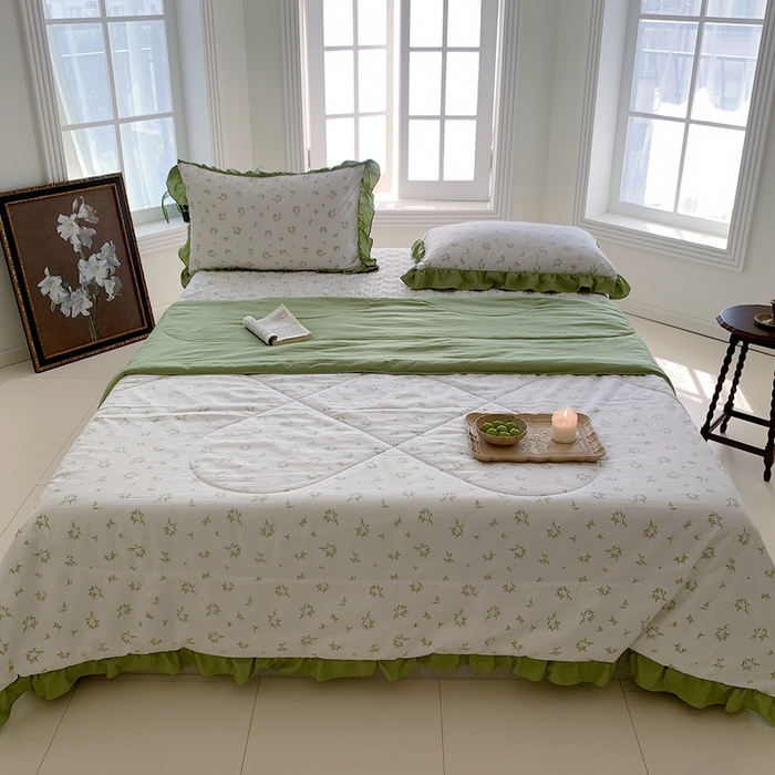 91家纺网 家纺一手货源 找家纺 星期八2023款水洗棉麻床盖+枕套+夏被 眷恋