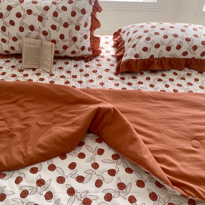 91家纺网 家纺一手货源 找家纺 星期八2023款水洗棉麻床盖+枕套+夏被 情人