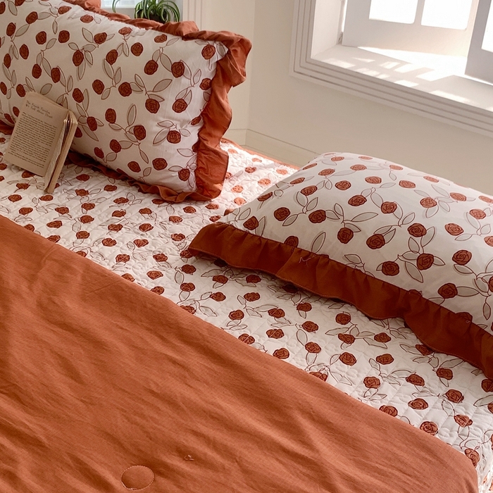 91家纺网 家纺一手货源 找家纺 星期八2023款水洗棉麻床盖+枕套+夏被 情人