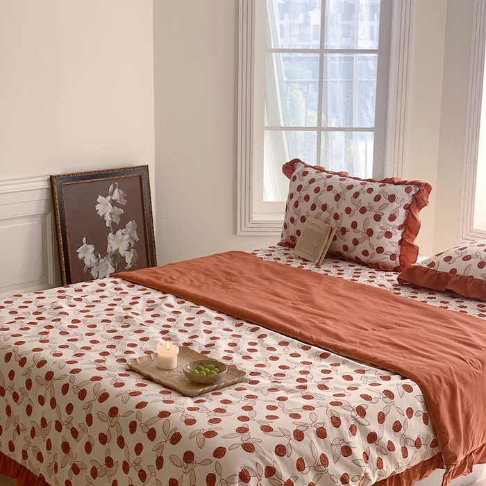 91家纺网 家纺一手货源 找家纺 星期八2023款水洗棉麻床盖+枕套+夏被 情人