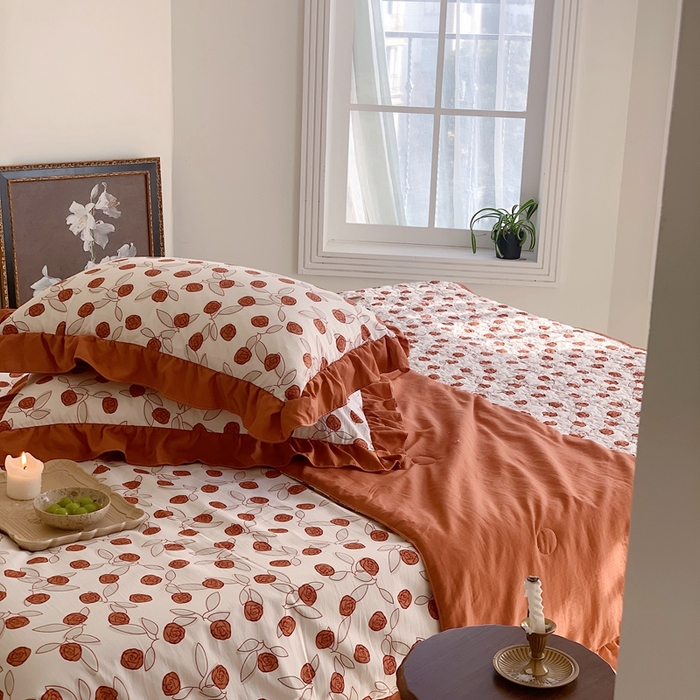 91家纺网 家纺一手货源 找家纺 星期八2023款水洗棉麻床盖+枕套+夏被 情人