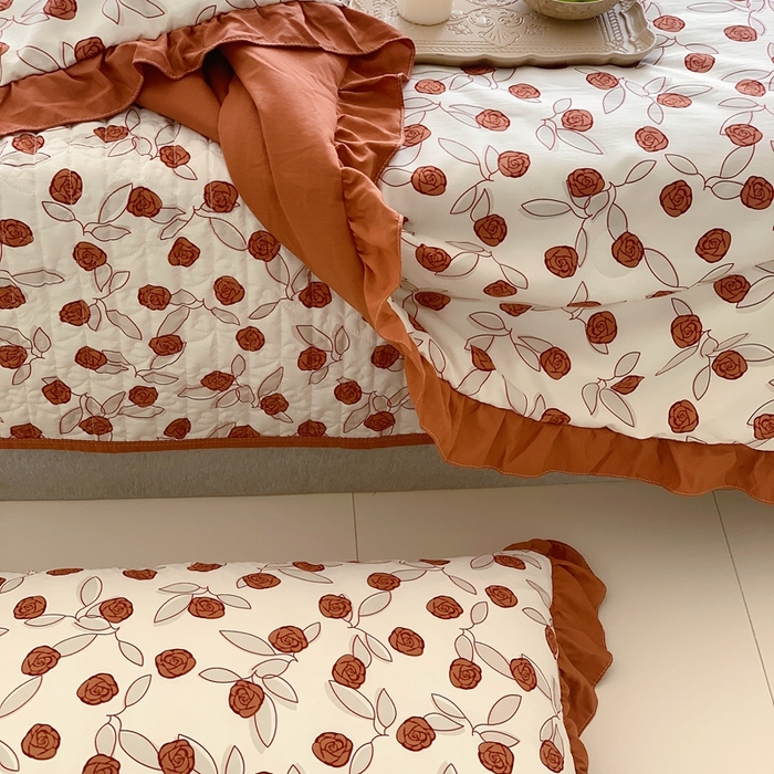 91家纺网 家纺一手货源 找家纺 星期八2023款水洗棉麻床盖+枕套+夏被 情人