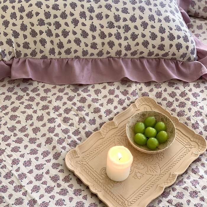 91家纺网 家纺一手货源 找家纺 星期八2023款水洗棉麻床盖+枕套+夏被 瑞香