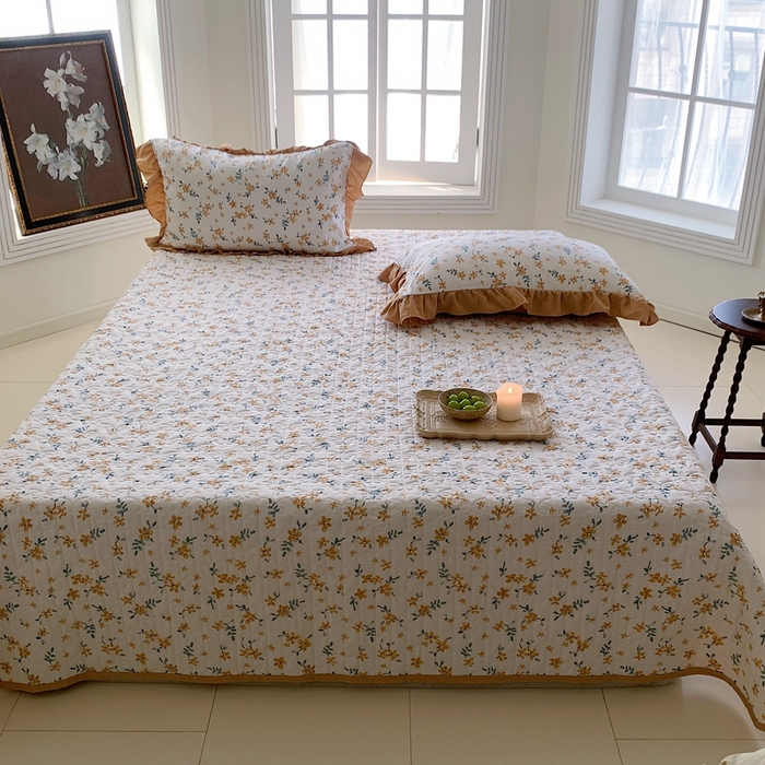 91家纺网 家纺一手货源 找家纺 星期八2023款水洗棉麻床盖+枕套+夏被 夏朵