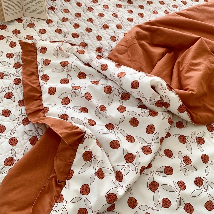 91家纺网 家纺一手货源 找家纺 星期八2023款水洗棉麻床盖+枕套+夏被 情人