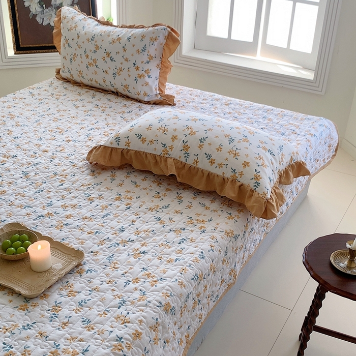 91家纺网 家纺一手货源 找家纺 星期八2023款水洗棉麻床盖+枕套+夏被 夏朵