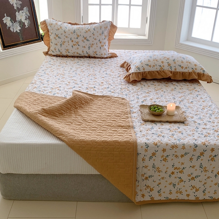 91家纺网 家纺一手货源 找家纺 星期八2023款水洗棉麻床盖+枕套+夏被 夏朵