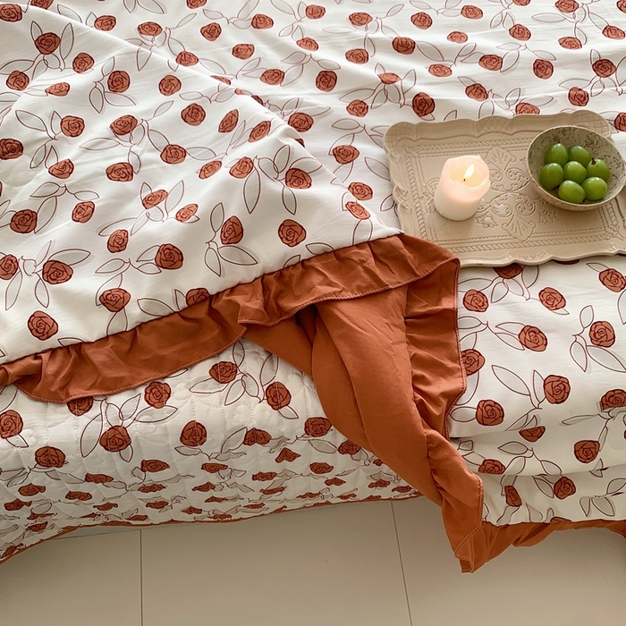 91家纺网 家纺一手货源 找家纺 星期八2023款水洗棉麻床盖+枕套+夏被 情人