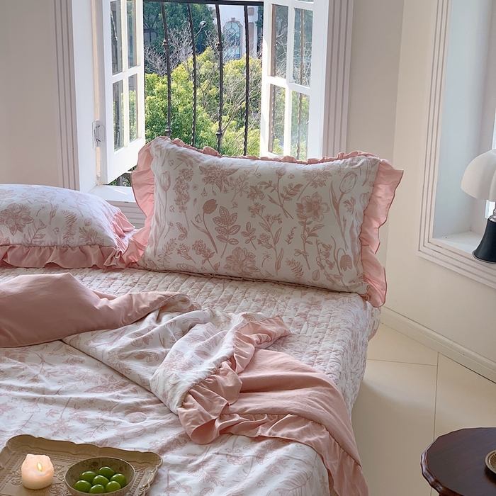 91家纺网 家纺一手货源 找家纺 星期八2023款水洗棉麻床盖+枕套+夏被 夏芮