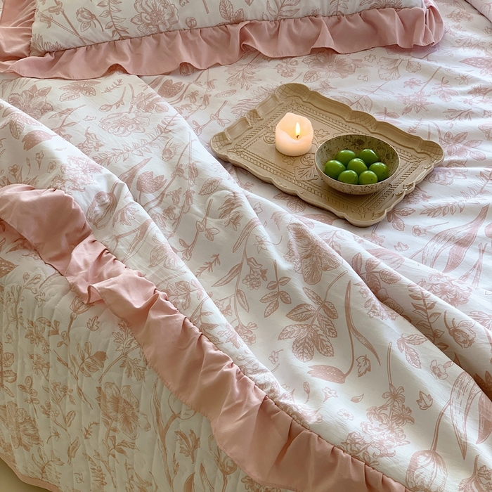 91家纺网 家纺一手货源 找家纺 星期八2023款水洗棉麻床盖+枕套+夏被 夏芮