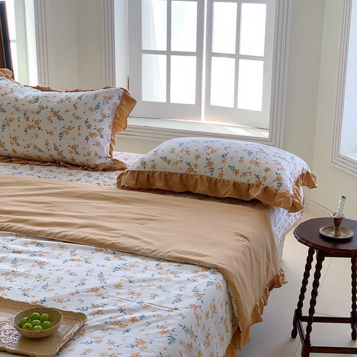 91家纺网 家纺一手货源 找家纺 星期八2023款水洗棉麻床盖+枕套+夏被 夏朵