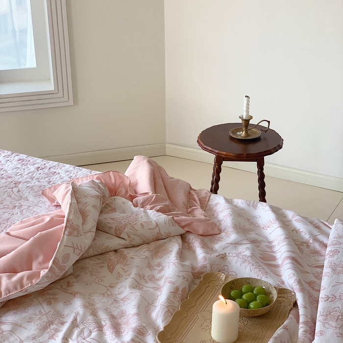 91家纺网 家纺一手货源 找家纺 星期八2023款水洗棉麻床盖+枕套+夏被 夏芮