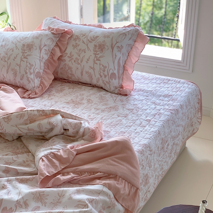 91家纺网 家纺一手货源 找家纺 星期八2023款水洗棉麻床盖+枕套+夏被 夏芮