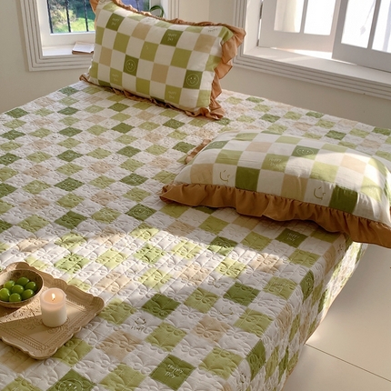 星期八2023款水洗棉麻床盖+枕套+夏被 笑脸