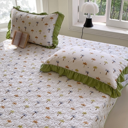 星期八2023款水洗棉麻床盖+枕套+夏被 椰树