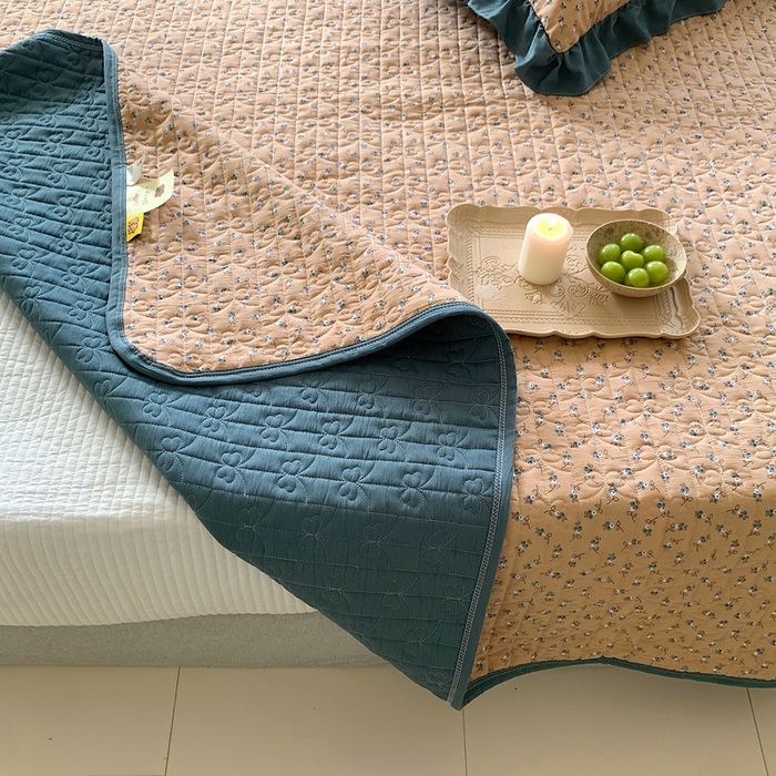 91家纺网 家纺一手货源 找家纺 星期八2023款水洗棉麻床盖+枕套+夏被 朱槿