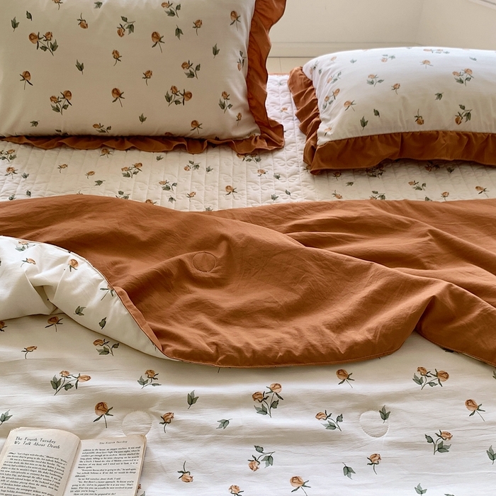 91家纺网 家纺一手货源 找家纺 星期八2023款水洗棉麻床盖+枕套+夏被 幽静