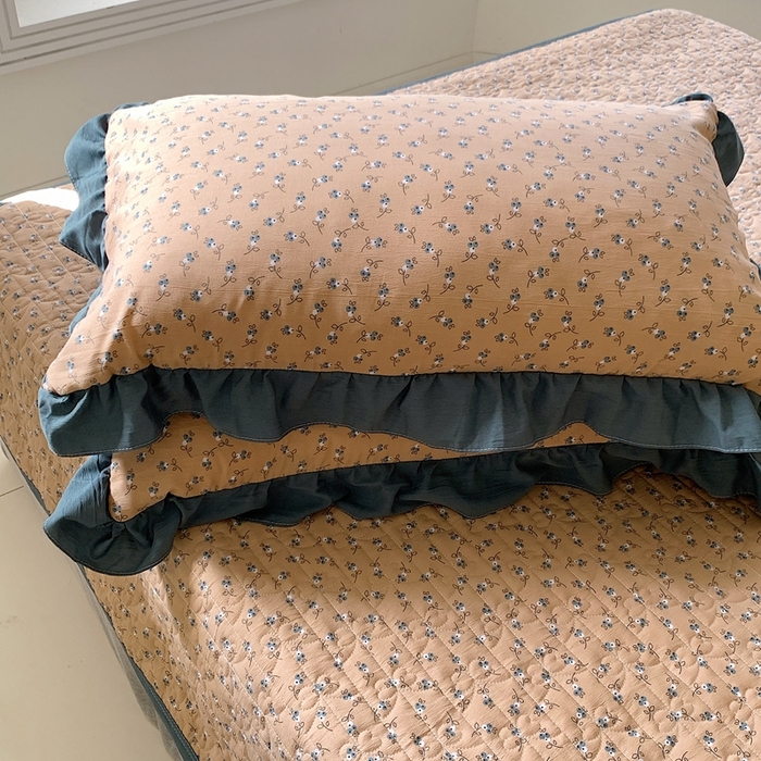 91家纺网 家纺一手货源 找家纺 星期八2023款水洗棉麻床盖+枕套+夏被 朱槿