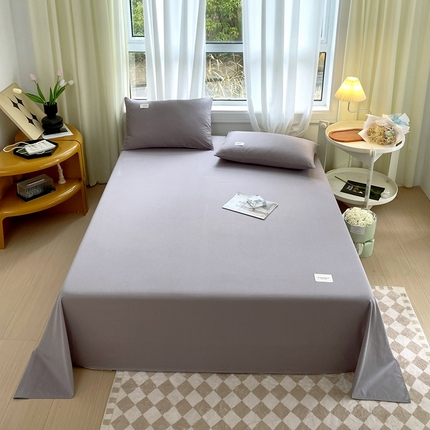 91家纺网 家纺一手货源 找家纺 衿成 2025新款13372喷气织造全棉纯色单品床单 绅士灰