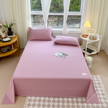 91家纺网 家纺一手货源 找家纺 衿成 2025新款13372喷气织造全棉纯色单品床单 紫豆沙