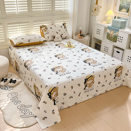 91家纺网 家纺一手货源 找家纺 （总）百寐 2023新款全棉13372纯棉碎花小清新卡通床单