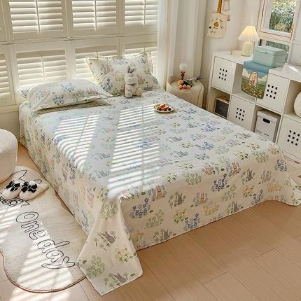 91家纺网 家纺一手货源 找家纺 （总）百寐 2023新款全棉13372纯棉碎花小清新卡通床单