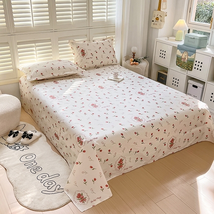 91家纺网 家纺一手货源 找家纺 （总）百寐 2023新款全棉13372纯棉碎花小清新卡通床单