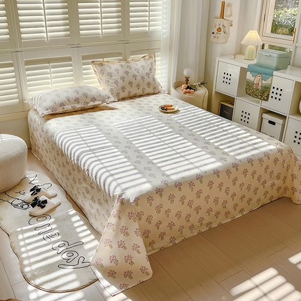 91家纺网 家纺一手货源 找家纺 （总）百寐 2023新款全棉13372纯棉碎花小清新卡通床单