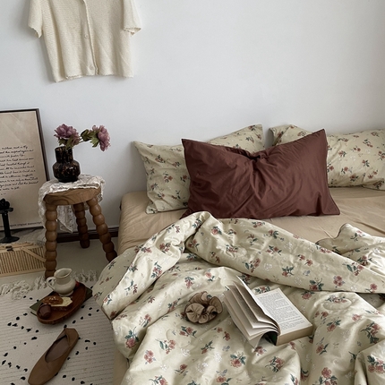 91家纺网 家纺一手货源 找家纺 恋恋三季 2024新款纯棉可机洗夏凉被四件套 复古花花